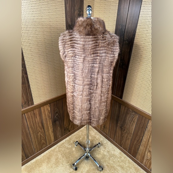 MICHAEL KORS DESIGNER FEATHERED GOLDEN BROWN SABLE FUR VEST JACKET COAT SMALL - Picture 5 of 11